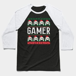 Gamer Christmas Pajama Game Controller Santa Hat Video Gaming Ugly Christmas Sweater Baseball T-Shirt